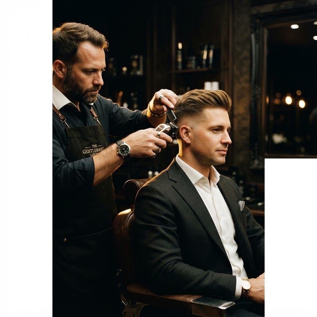 Master barber performing a precision fade at Carmen & Lilo's Barbershop